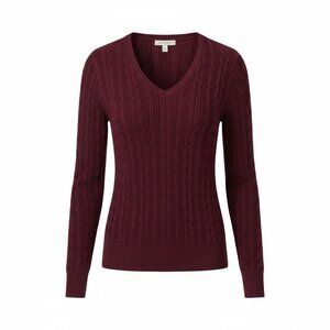 St. John’s Bay Burgundy Cable Knit Sweater XL V-Neck Academia Gilmore Girls